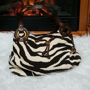 Michael kors zebra tan and brown handbag.